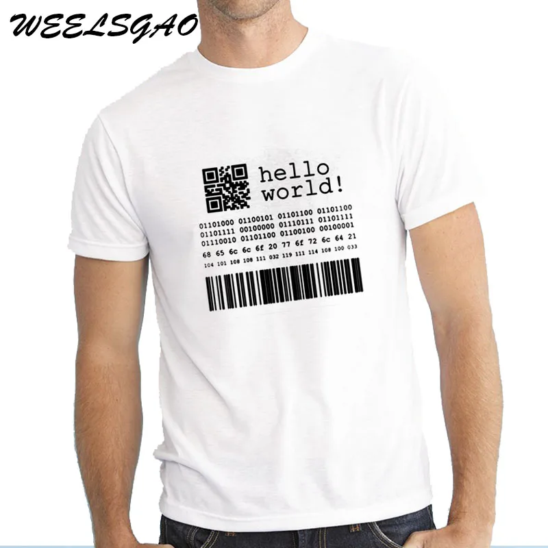 

WEELSGAO Letter T Shirt Men Java Programmer Computer Hello World Code Linux Geek Wear Gifts Print Hip Hop T-shirt