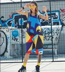 Лето 2018 Для женщин Комбинезоны для девочек с плечевой ремень с принтом штаны с подтяжками хип-хоп танец Комбинезоны для малышек уличная