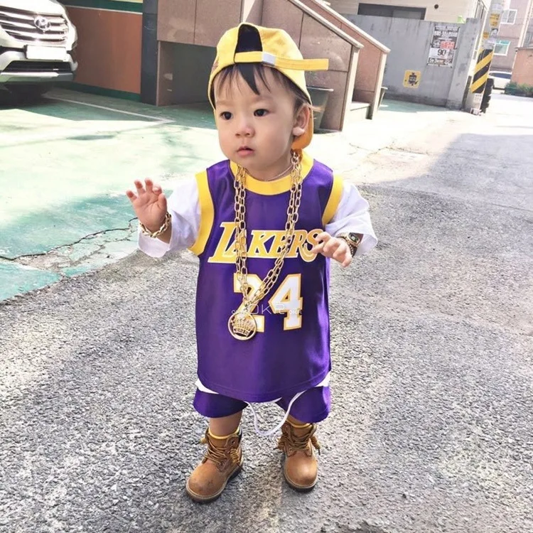 

New Sportswear Boys Girls Sportswear Kids Sportswear Summer Short Sleeved 24-letter Children's Wear Hip Hop two-piece set