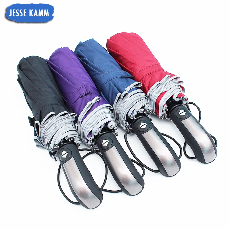 

JESSEKAMM New Arrive Reflective strip Safe Compact Folding Fully Automatic 10 Spokes Umbrellas 105CM Suit For 1-2 People 17 Hot
