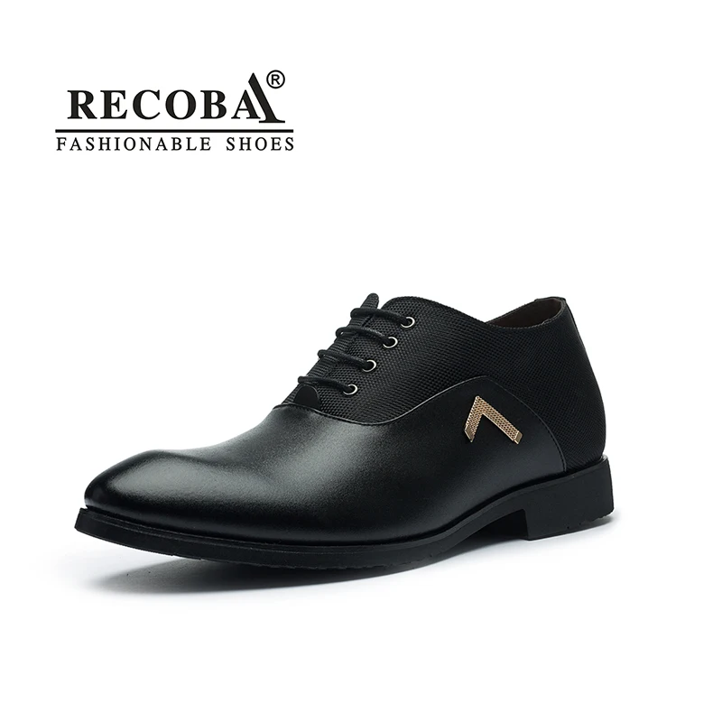 

Men shoes casual leather black brown pointed toe dress shoes men invisible height increase formal elevated lift shoes for men