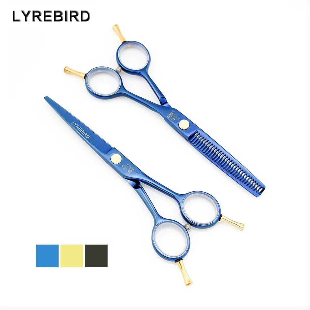 Hair scissors 5.5 INCH Left hand and Right Japan Black Blue Golden Rainbow Suit optional Lyrebird NEW | Красота и здоровье
