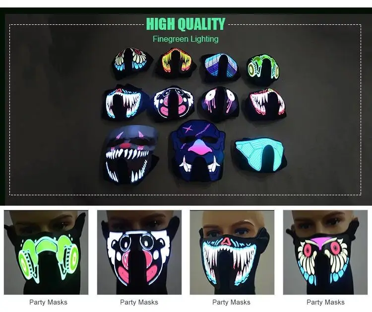 Holloween masquerade font b LED b font masks lower half face mask font b EL b