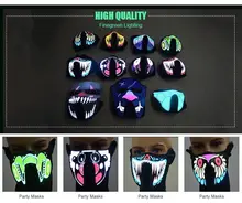 Holloween masquerade LED masks lower half face mask EL wire mask el flashing mask with sound controlled led gift