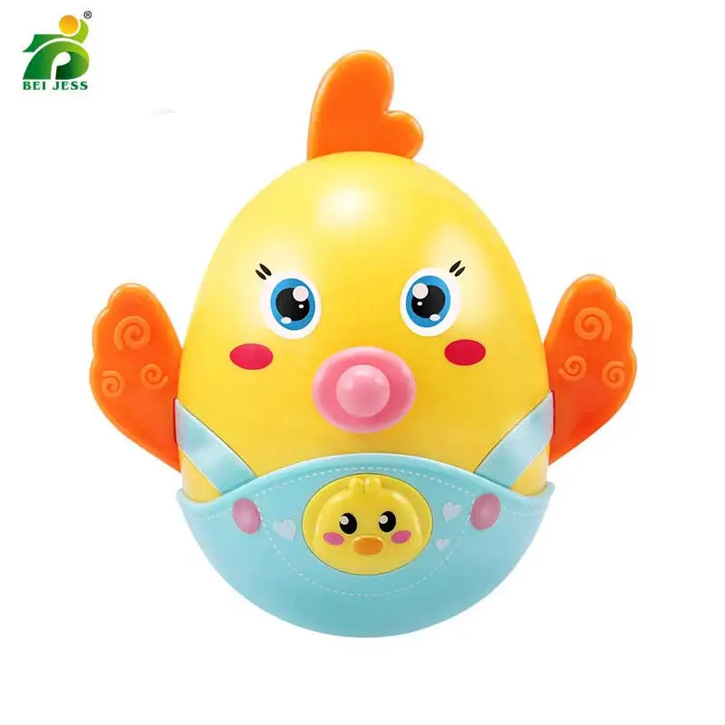 BEI JESS Small chicken Baby Rattle Toys Shaking bell Jingle Nodding Roly-poly Soft Newborn teether Toy Fun for Babys Gift