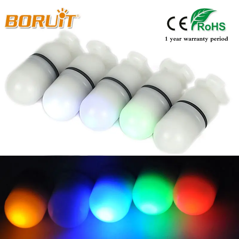 

BORUIT Lantern 150m Diving Linterna LED Flashlight Signal Light Green Yellow White Red Blue Torch Underwater Lamp by LR44 batter
