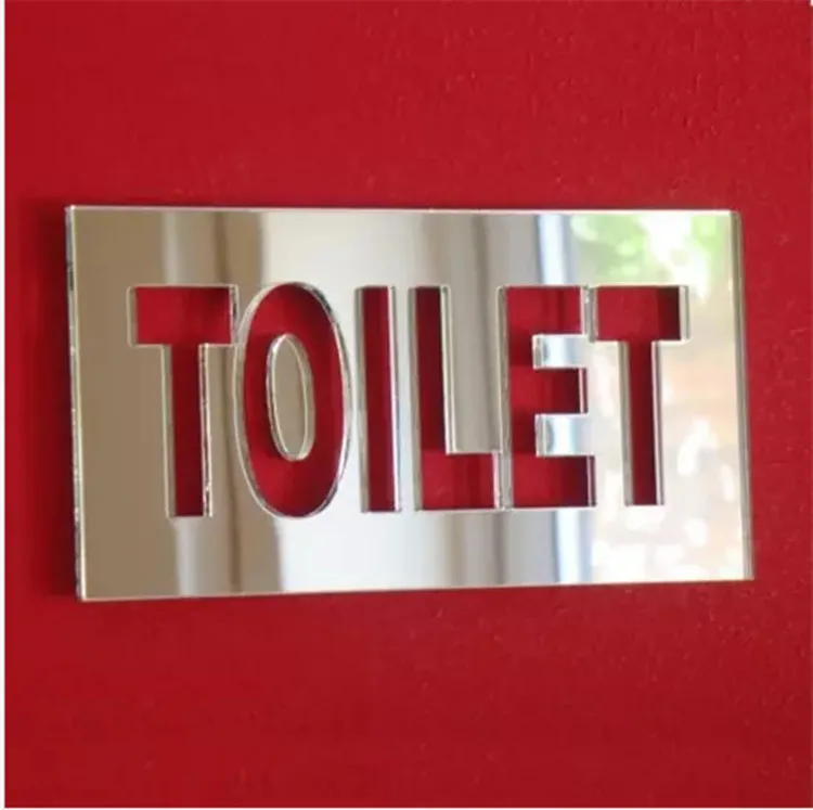 Laser Cut Mirror Acrylic Toilet Sign, Perspex Door Signs 2PCS in
