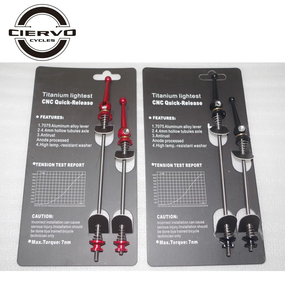 

48g UltraLight Titanium Skewer Lever Ti Axle CNC Bicycle Quick Release Road Mountain Bike Wheel Hub Skewers Set Red Black QR