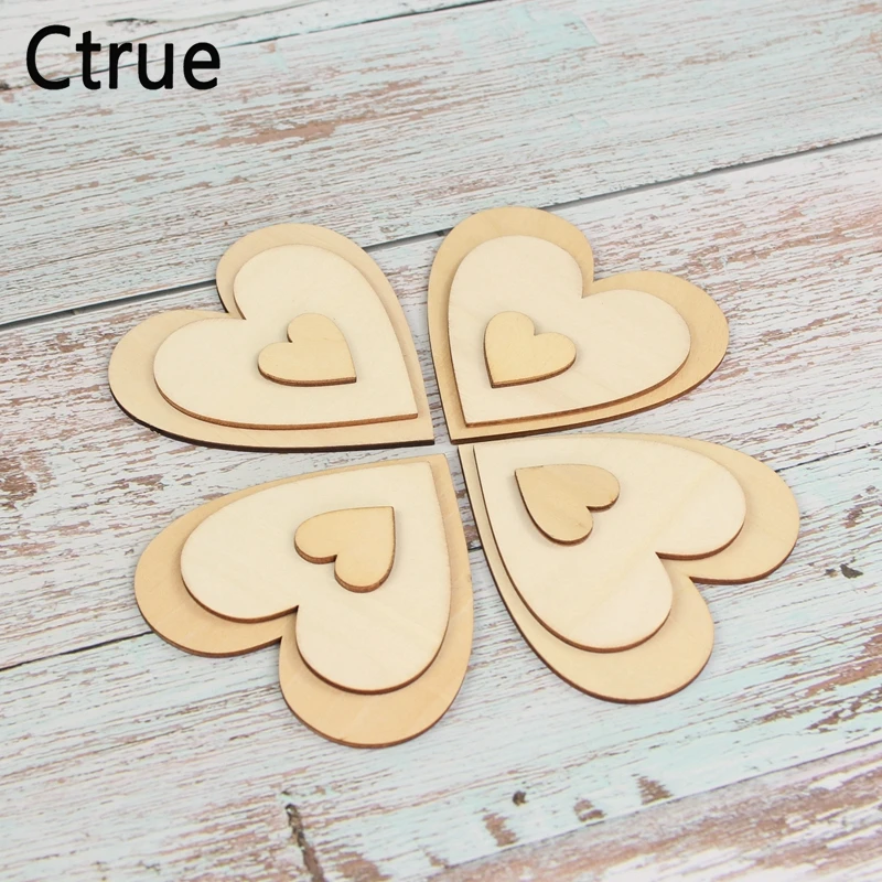 

30pcs 10CM 8cm 3cm Love Wooden Heart Scrapbooking Hobby DIY Craft Photo Props rustic wood wedding decorations table decoration