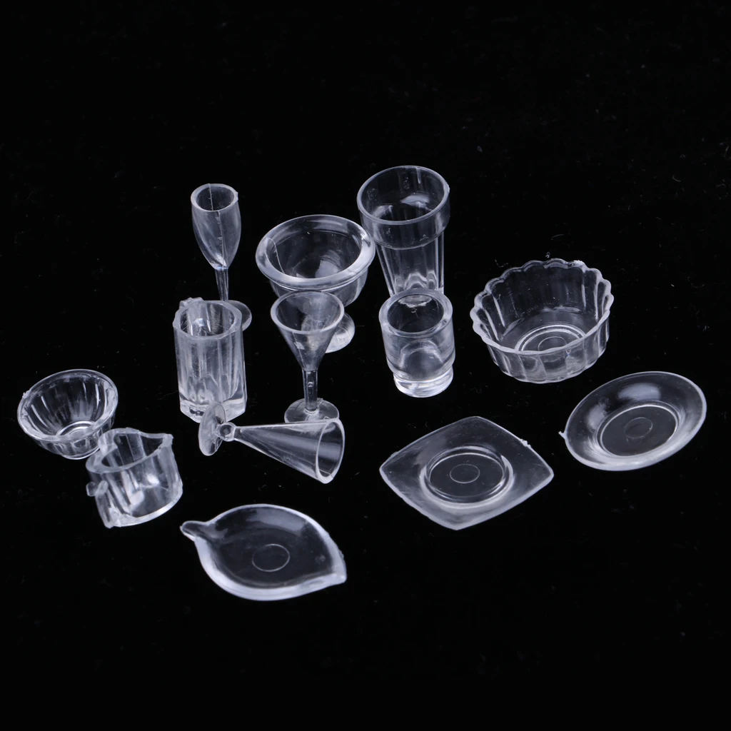 13 Pieces 1/12 Dollhouse Miniature Clear Ice Cream Cup Set Tableware Living Rooms Accessories Kids Kitchen Pretend Play Toys | Игрушки и
