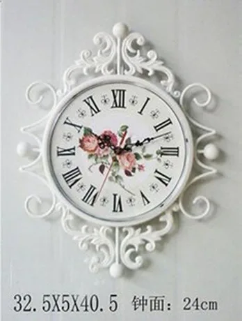 

European rural style, wrought iron wall clock The sitting room wall single clock The bedroom creative personality