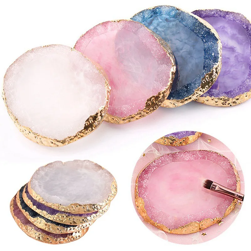 

Natural Resin Stone Nail Art Plate Gel Polish Tips Holder Drawing Painting Color Pigment Holder Palette Jewelry Display Board