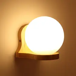 Современная, в виде стекляного шара настенный светильник с деревянной база книги по искусству ночника светильники на кронштейнах проход