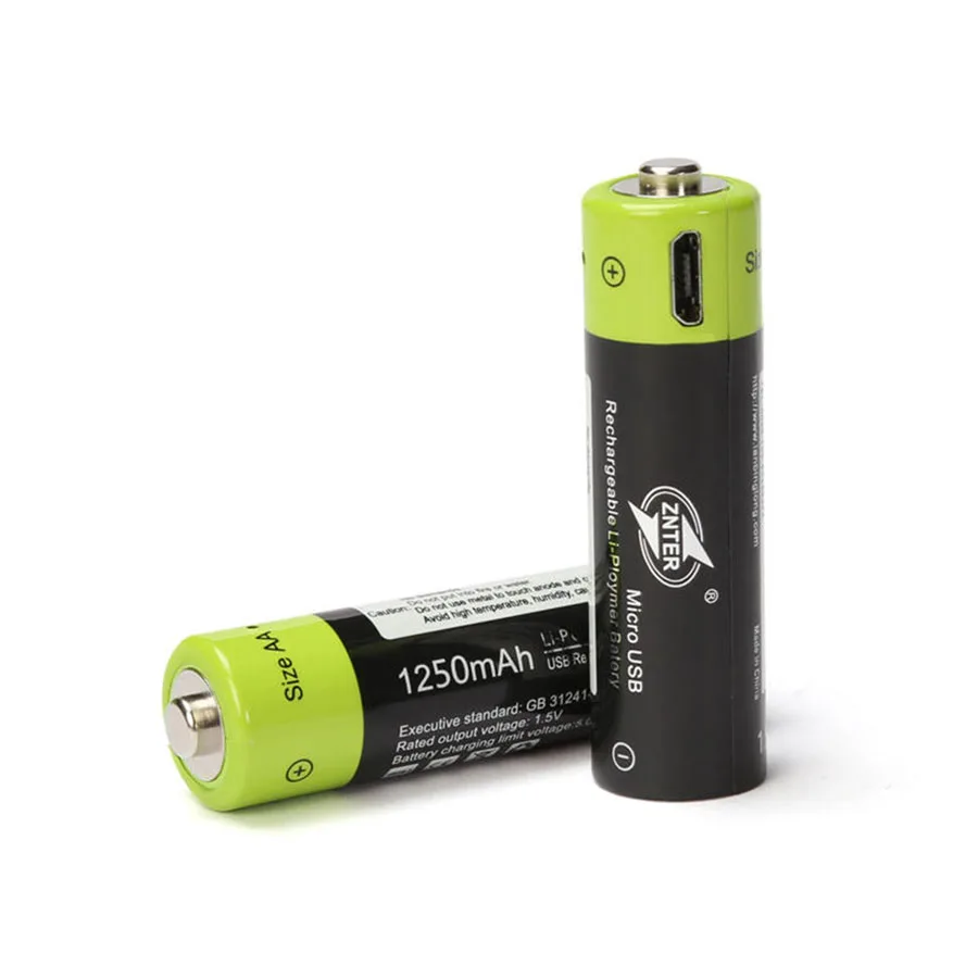 Высококачественный USB перезаряжаемый литий-полимерный аккумулятор AA 1,5 V 1250mAh ZNT5 универсальный аккумулятор заряжается кабелем Micro USB