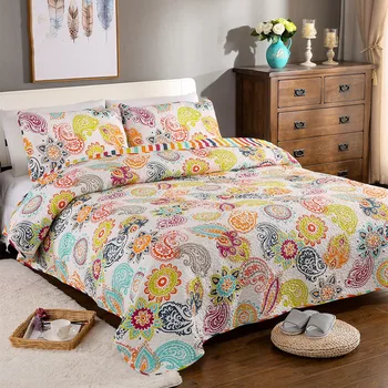 

CHAUSUB American Style Quality Quilt Set 3pcs Washed Cotton Quilts Quilted Bedspread Bed Cover Sheets Coverlet Set King Size