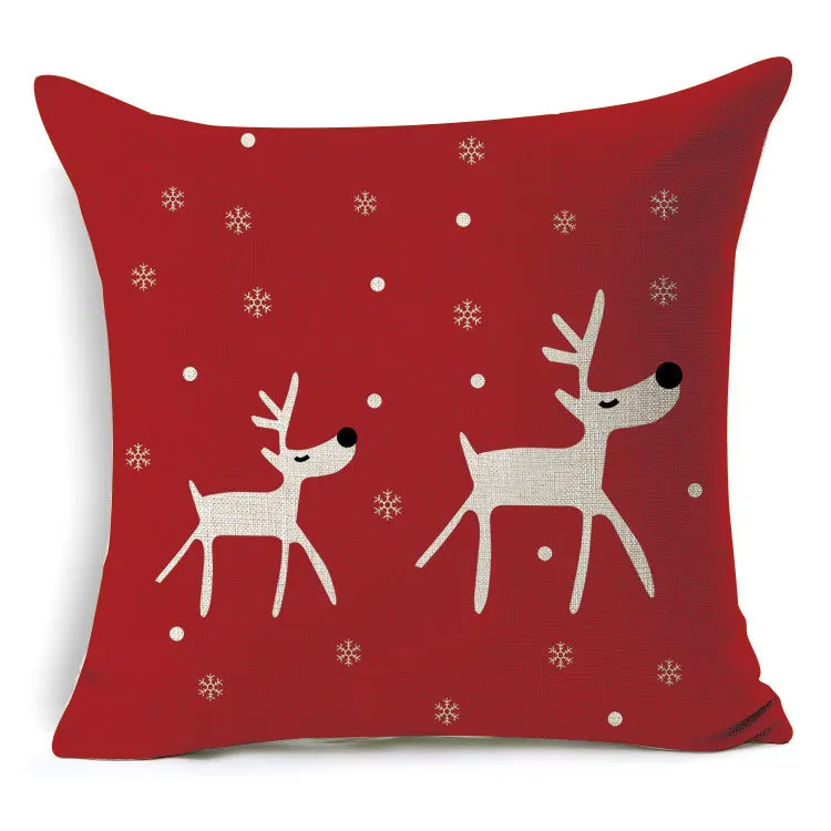 1Pcs 43*43cm Christmas Deer Gifts Pattern Cotton Linen Throw Pillow Cushion Cover Car Home Sofa Decorative Pillowcase 40483