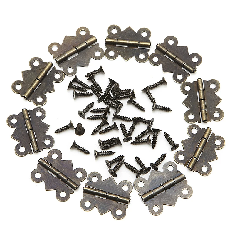 

1 Set/10Pcs Mini Butterfly Door Cabinet Drawer Jewellery Box Hinge Furniture 20mm x17mm