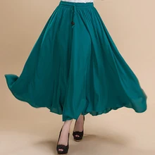 Плиссированные Длинные макси юбки женские летние Новые однотонные на шнуровке с высокой талией длиной до лодыжки повседневные свободные офисные женские праздничные пляжные