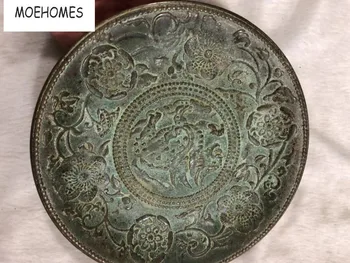 

MOEHOMES China ancient home decoration brass bronze craft collection metal crafts God beast mascot brave troops statue plate