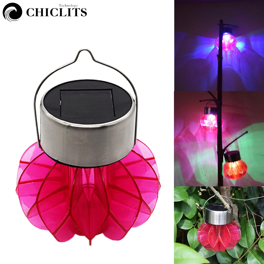 

Chiclits LED Solar Light RGB Hang Light Lamp for Garden Lights Outdoor Camping Tent Security Wind Bell Lamps Lantern