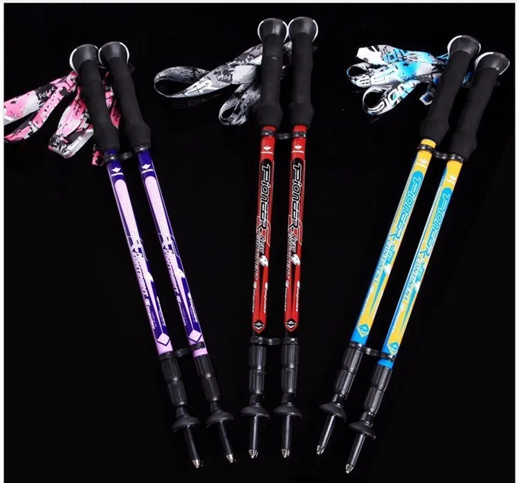 Ultra leve de Fibra de Carbono Pioneiro Caminhadas Bengala Caminhadas Alpenstock Escalada Camping Trekking Matraque Bengalas Telescópica Pólo 12 Esporte e Lazer