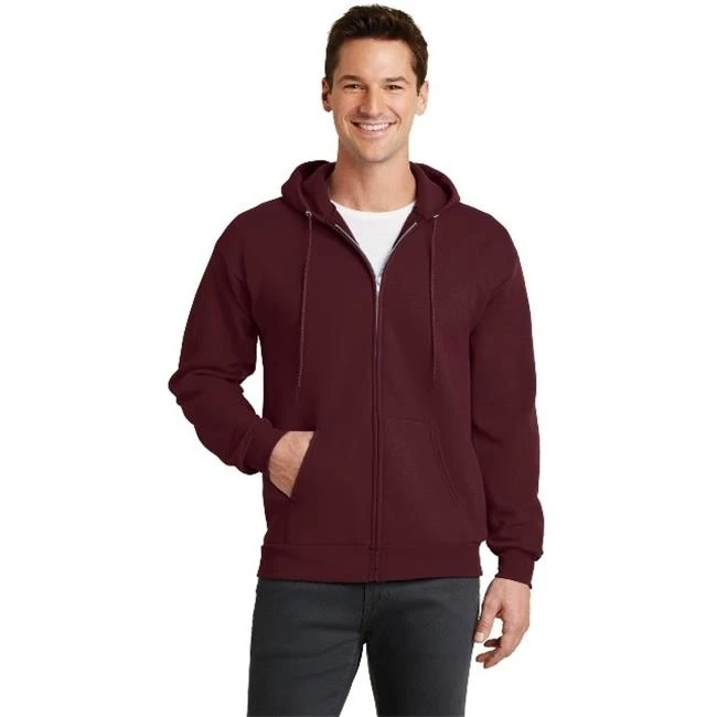 Port & Company PC78ZH Mens Core Fleece Full-Zip Hooded Sweatshirt Maroon - Medium