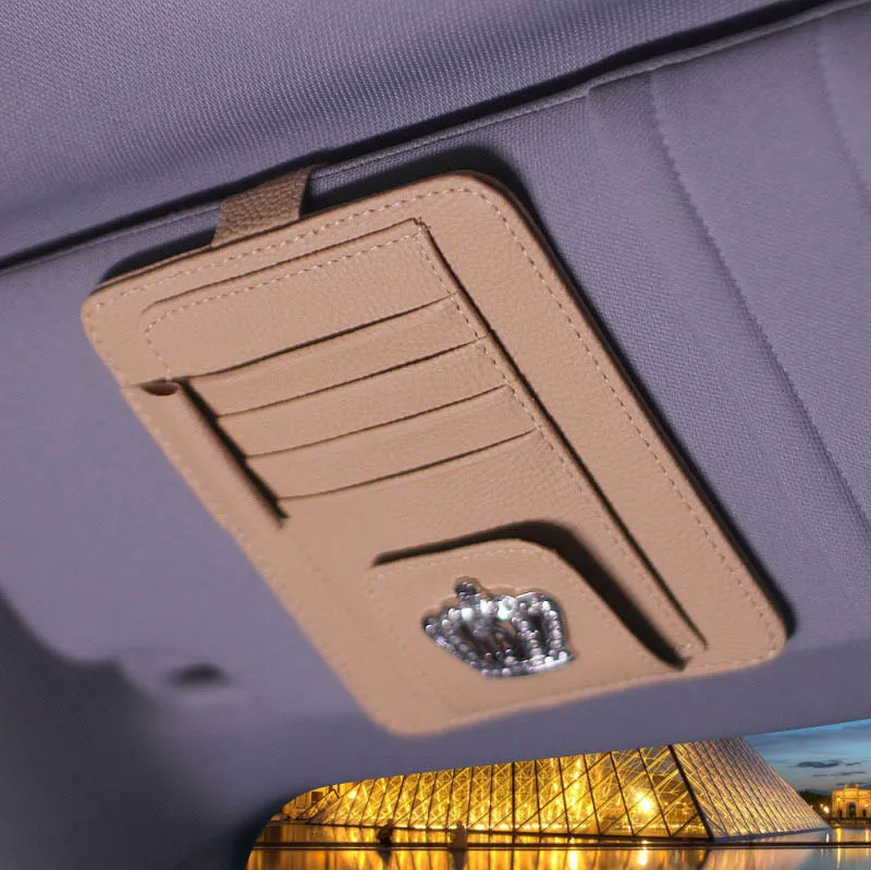 Fashion-Crown-Leather-Car-Sun-Visor-Glasses-Sunglasses-Card-Ticket-Clip-Multiuse-Suit-For-Car-Roof-5