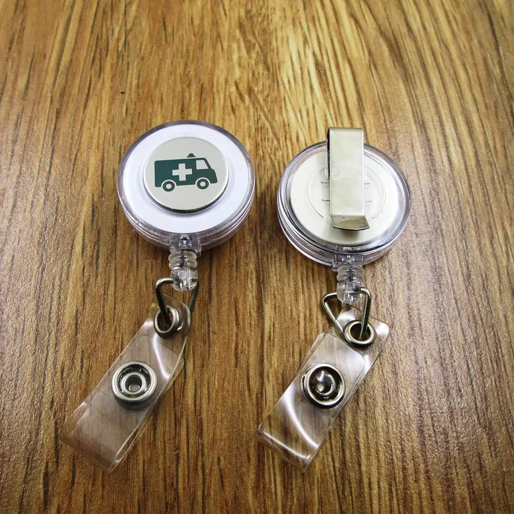 

3pcs/lot Ambulance ID Badge Reel for Docter Nurse Teacher Student retractable recoil id badge holder work fun