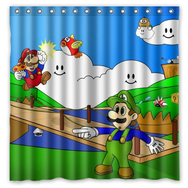 2016 Super Mario Waterproof Polyester Shower Curtain Game Mildewproof