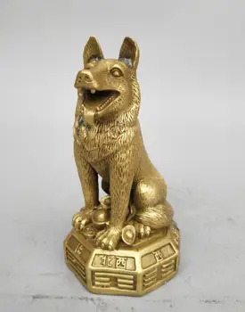 

China's Seiko carving pure brass bagua dog small statue