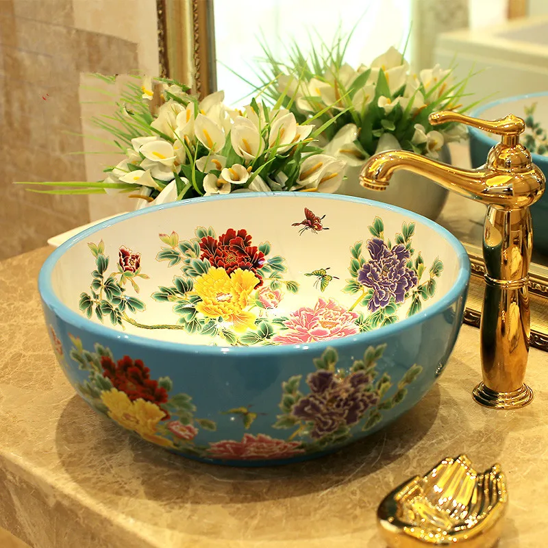 China Artistic Handmade Art Wash Basin Ceramic Counter Top Wash Basin