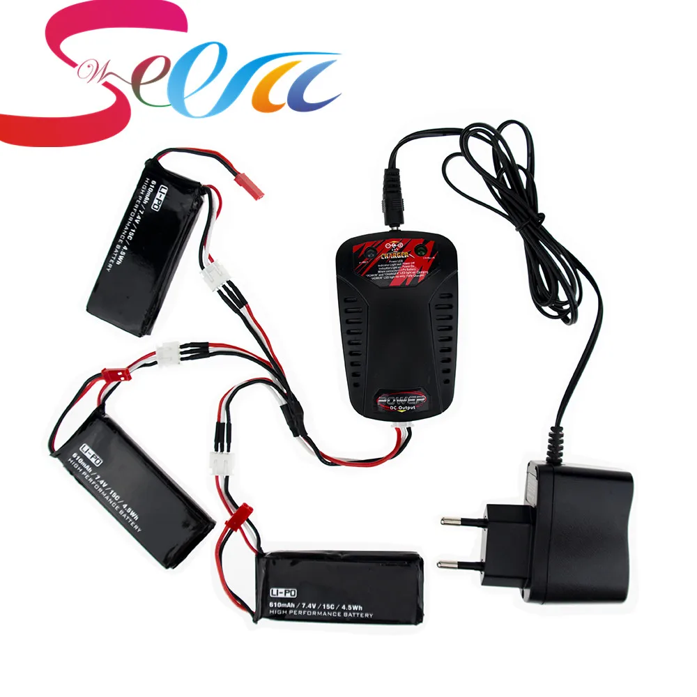 

7.4V 610mAh lipo battery 15C batteries JST plug and charger For Hubsan X4 H502S H502E rc Quadcopter drone Parts