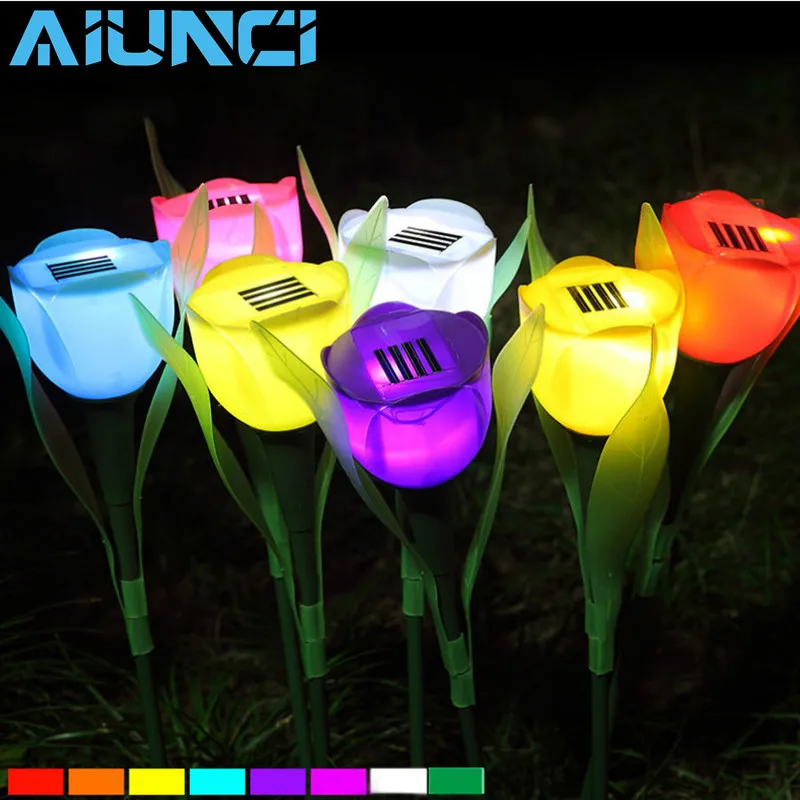 Solar Power Flower Solar LED Light Garden Yard Lawn NightLight Lamp