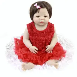 KEIUMI реалистичные Reborn Baby куклы полный силиконовый Моделирование принцесса девочка кукла игрушка одежда красная роза платье для малыша день