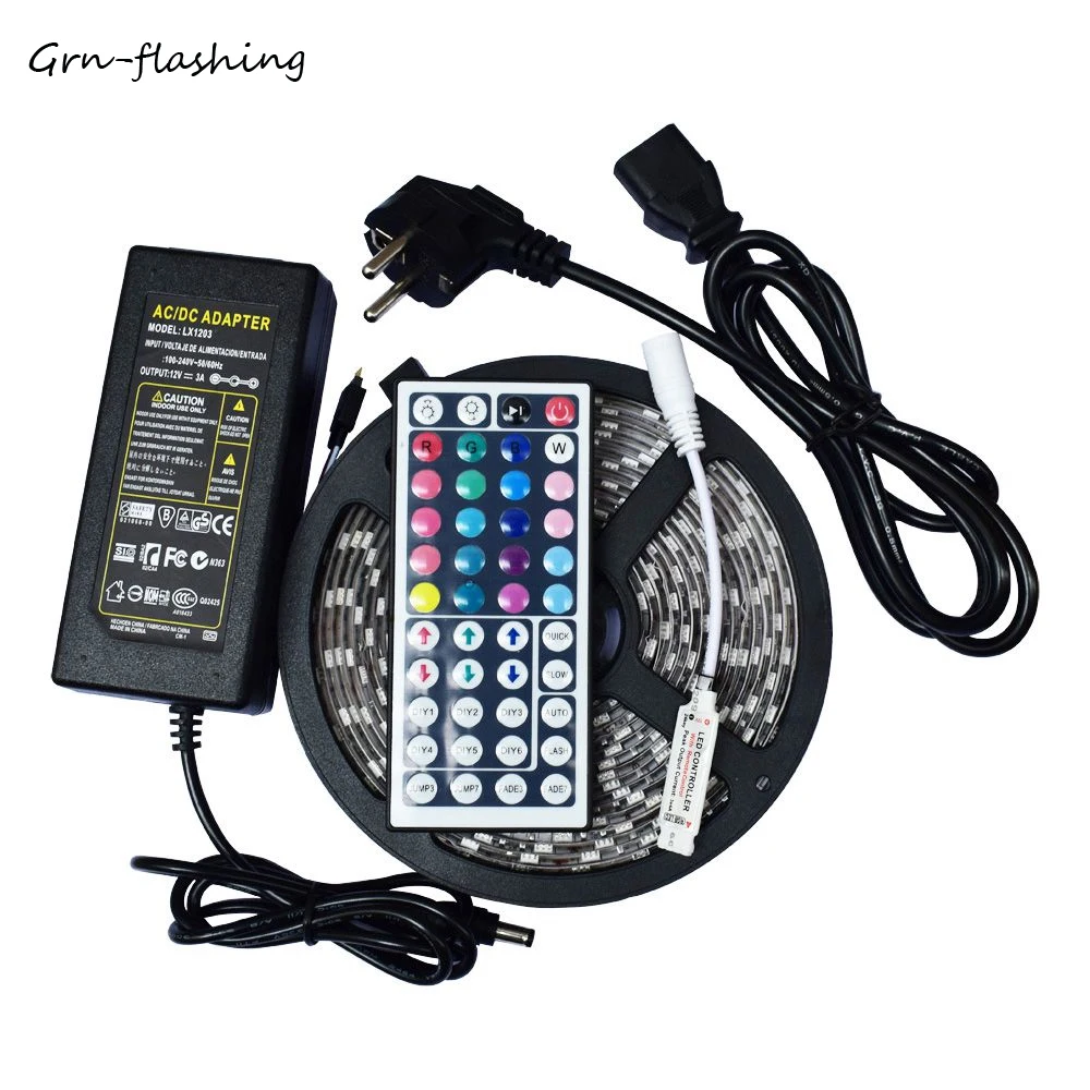 5 м RGB 5050 СВЕТОДИОДНАЯ лента SMD водонепроницаемая гибкая светодиодная с мощностью