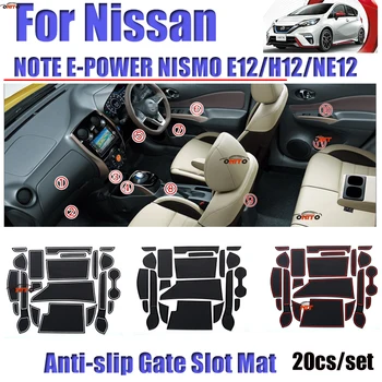 

20pcs/set For nissan Note E-PROWER Nismo E12/H12/NE12 Gate Slot Pad Non-slip Cup Mats Anti Slip Door Groove Mat Sticker styling