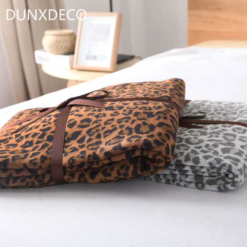 DUNXDECO одеяло хлопок вязание Cobertor современный Леопардовый принт тканые пледы скандинавском стиле диван Декор 120x180 см постельные принадлежности