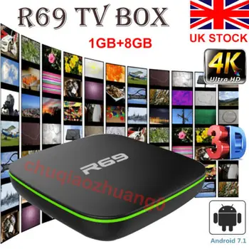 

R69 H3 Quad Core Android 7.1 Smart TV Box 4K 3D WIFI 1+8GB H.265 Media Player