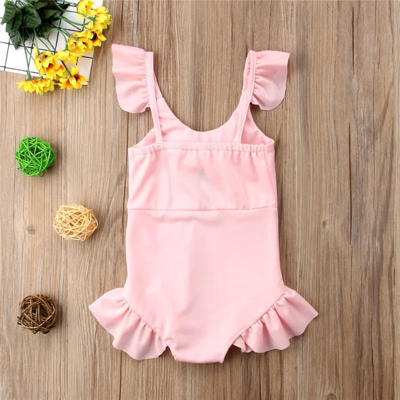 Горячая Распродажа розовая пляжная одежда для девочек бикини один предмет милые