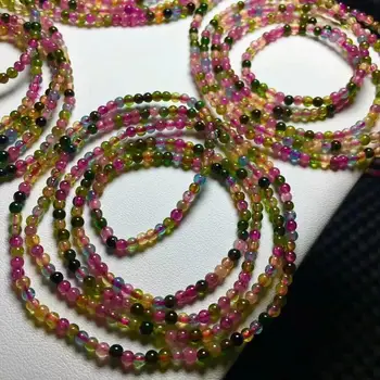 

Natural Crystal Beads Bracelet Colorful Tourmaline 2.8mm AAA 4rows