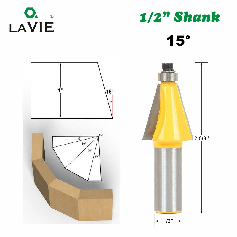 LAVIE 1 шт. 1/" хвостовик 11,25 15 22,5 градусов фаска и коническая фреза для отделки кромки бит две флейты деревообрабатывающие фрезерные режущие биты MC03062