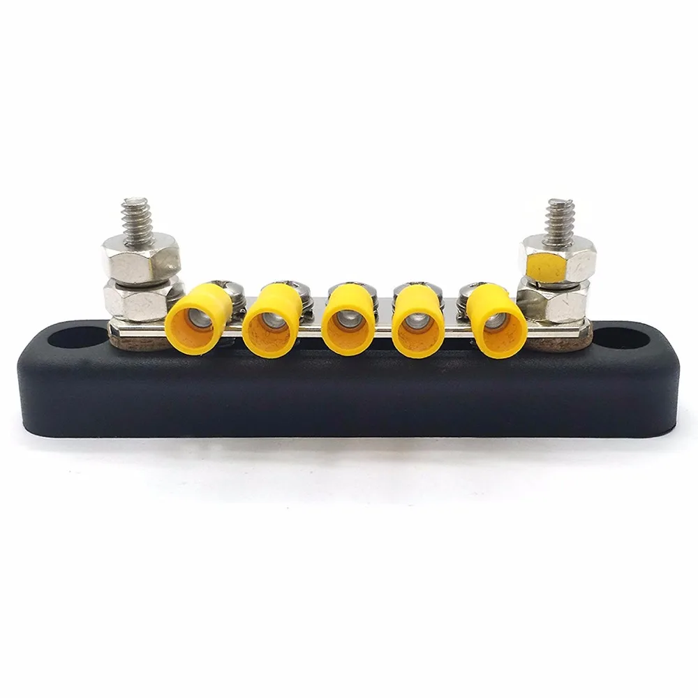 1 pcs 5 Terminal 100 Amp Bus Bar Kit Heat Shrink Ring Terminals