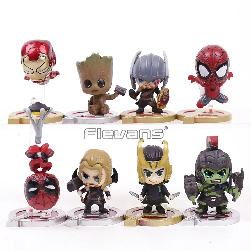 

Avengers Infinity War Mini PVC Figures Spiderman Iron Man Loki Thor Hulk Tree Man Marvel Super Heroes Toys 8pcs/set