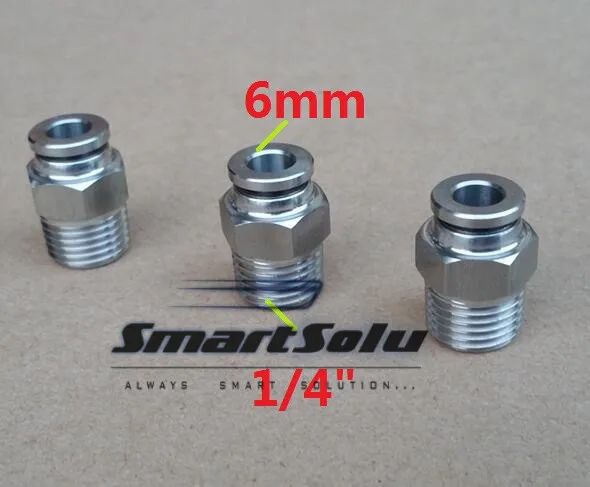 

Free shipping 10pcs/lot 6MM Tube Size 1/4" Thread stainless steel push-in fitting Threaded pipe fittings pneumatic fittings