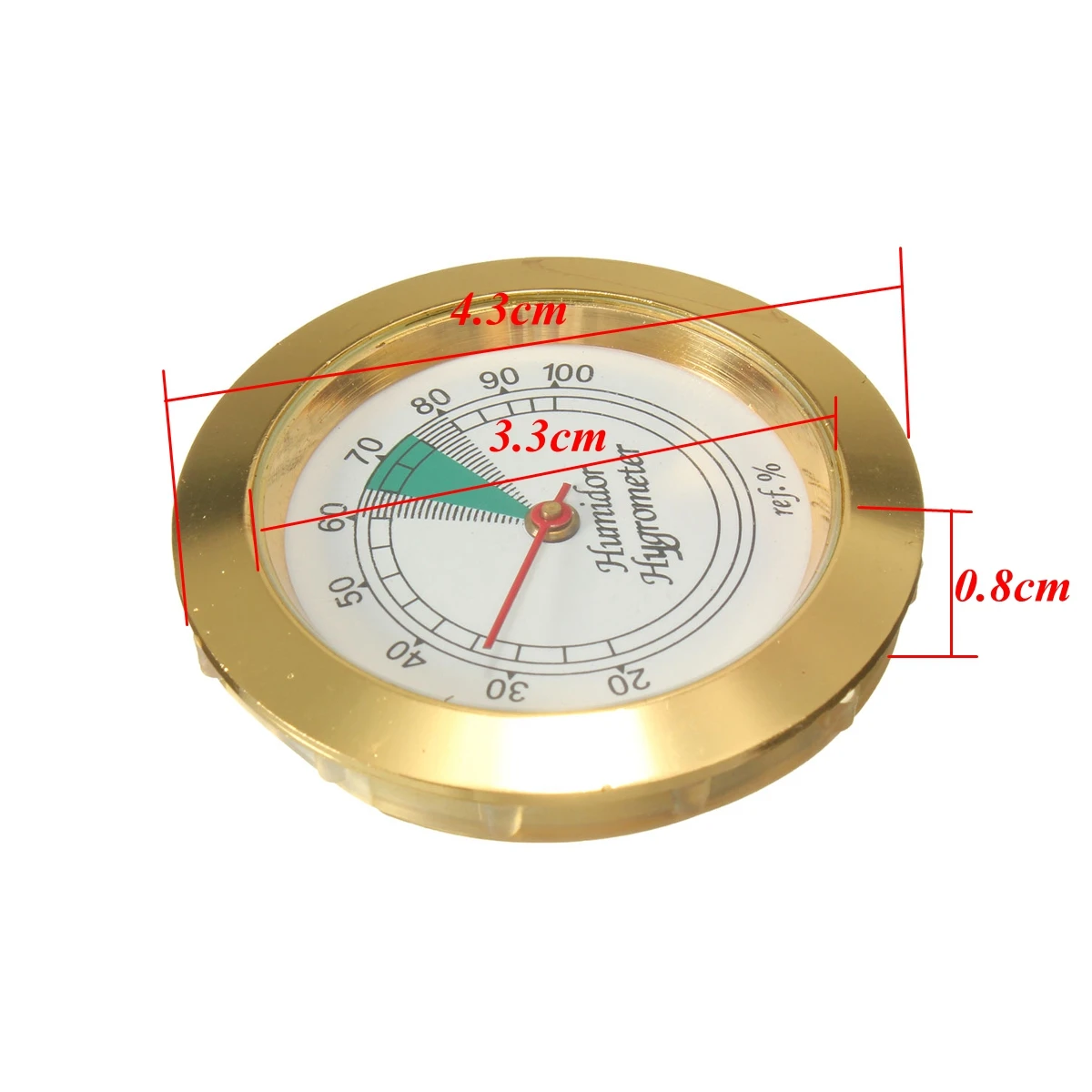 43 мм Диаметр прецизионный аналоговый гигрометр влаги Humidor Золотой указатель метр для табака сигары легко носить с собой