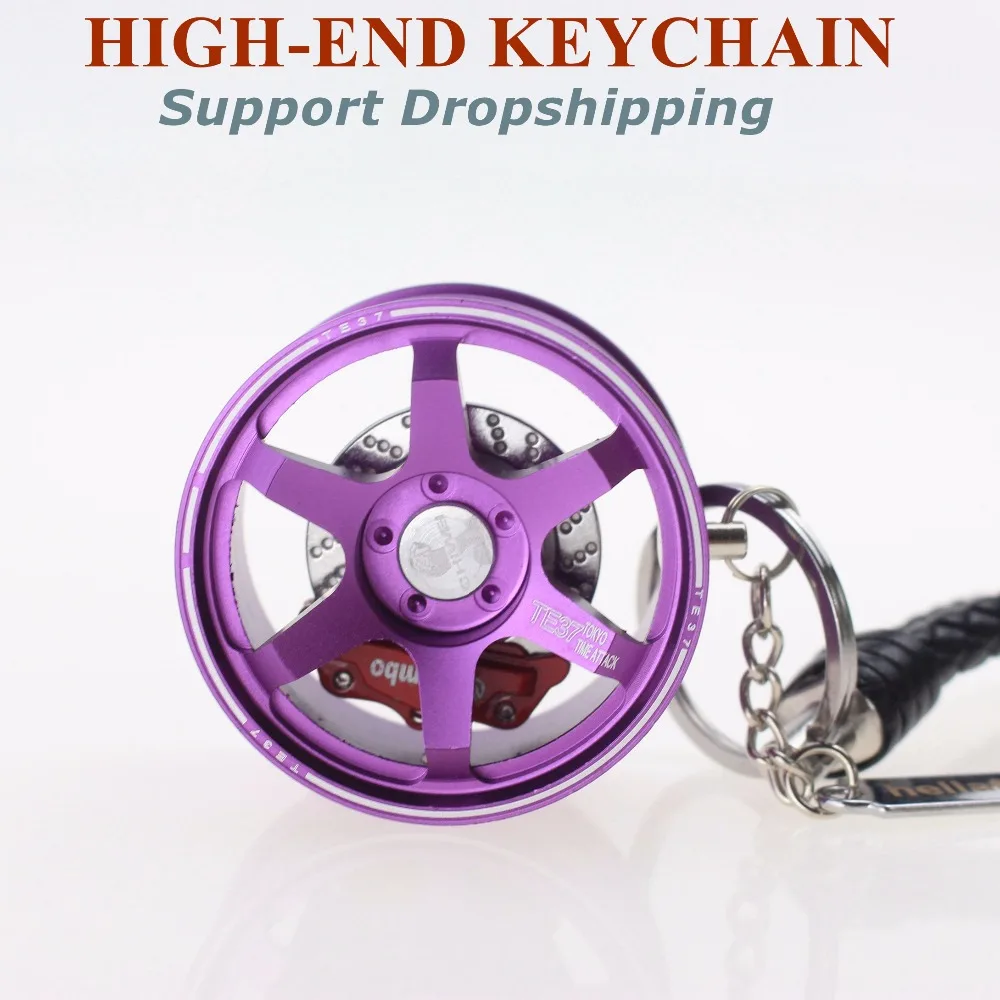

6 Colors Car Wheel Keychain Alloy 360 Rotate Remove Brake Disc Keyring For Key Chain Car Key Ring For Toyota JDM Honda Mazda