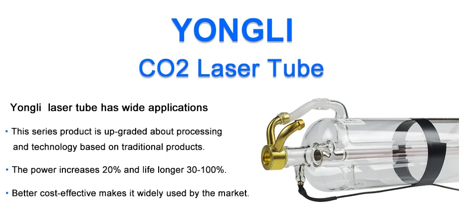 130 W Yongli R7 Co2 лазерной трубки с металлическим носком Длина 1650 мм Диаметр 80 мм деревянный корпус Box для CO2 лазерной гравировки, резки