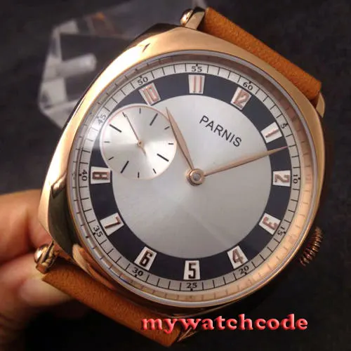 Polisehd 44MM parnis white dial golden plated case 6497 hand winding mens wrist watch 466 Polisehd 44MM parnis white dial golden plated case 6497 hand winding mens wrist watch 466