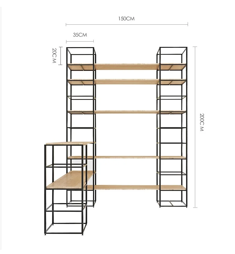 Предварительно собранные железные стеллажи на угловых/полках из цельной древесины