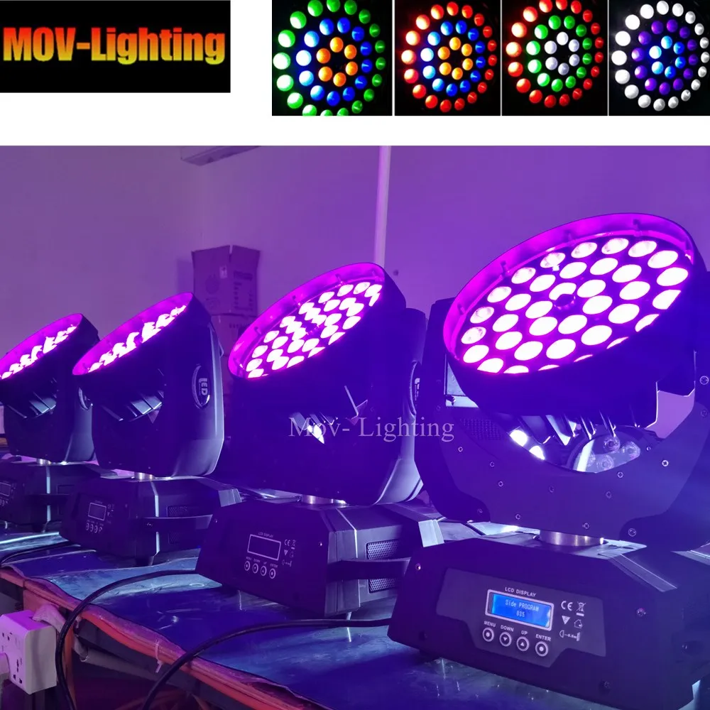Светодиодный зум 36x18 Вт RGBWA УФ цветная DMX сценическая движущаяся головка для